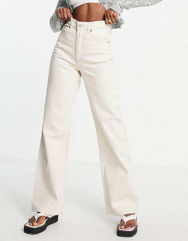 Dr Denim Echo Sky High Wide Leg Jeans In Off White