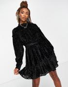 Topshop Devore Velvet Mini Dress In Black