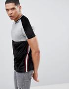 Asos Design T-shirt With Colourblocking In Velour And Side Taping - Gray