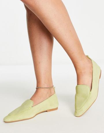 Asos Design Miley Suede Loafers In Lime-green