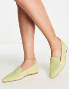 Asos Design Miley Suede Loafers In Lime-green