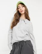 Asos Design Sweater With Collar And Button Placket In Gray-grey