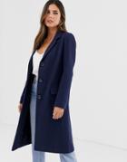 Helene Berman College Coat With Mock Tortoiseshell Buttons-navy