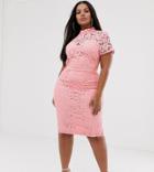 Missguided Plus Lace Midi Dress In Pink - Pink