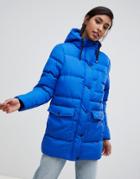 Brave Soul Snowstar Padded Mid Length Coat - Blue