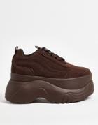 Asos Design Devoid Chunky Flatform Sneakers In Brown