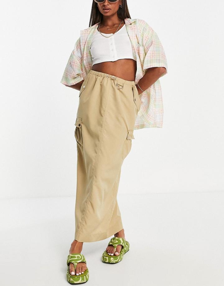 Emory Park Cargo Longline Midi Skirt In Camel-brown