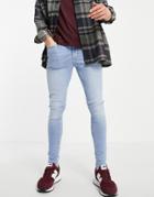 River Island Spray On Jeans In Light Blue-blues