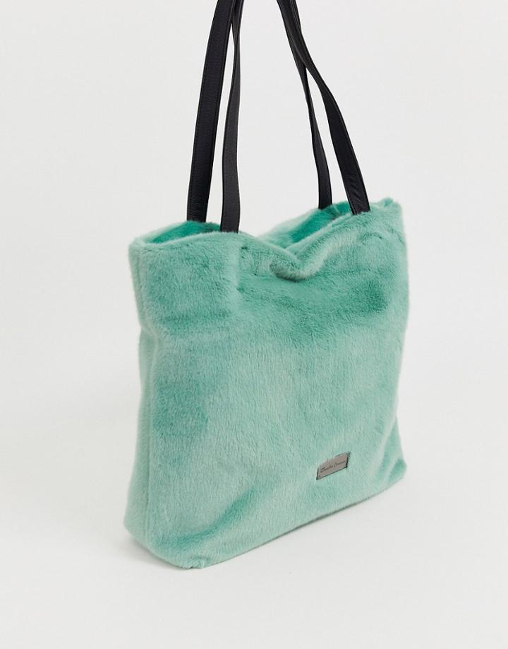 Claudia Canova Faux Fur Light Green Tote - Green