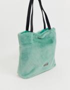 Claudia Canova Faux Fur Light Green Tote - Green