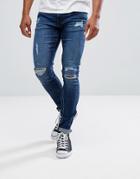 Dml Jeans Skinny Jeans With Rips In Dark Blue - Blue