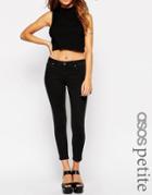 Asos Petite Whitby Low Rise Skinny Jeans In Washed Black - Black