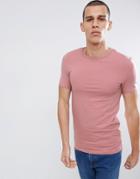 Asos Design Muscle Fit T-shirt With Crew Neck In Pink - Pink