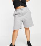 Asos Design Curve Cotton 90s Mid-rise Sweat Short In Longer Length In Gray - Gray