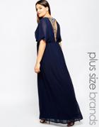 Club L Plus Size Maxi Dress With T Bar Embellished Back - Navy