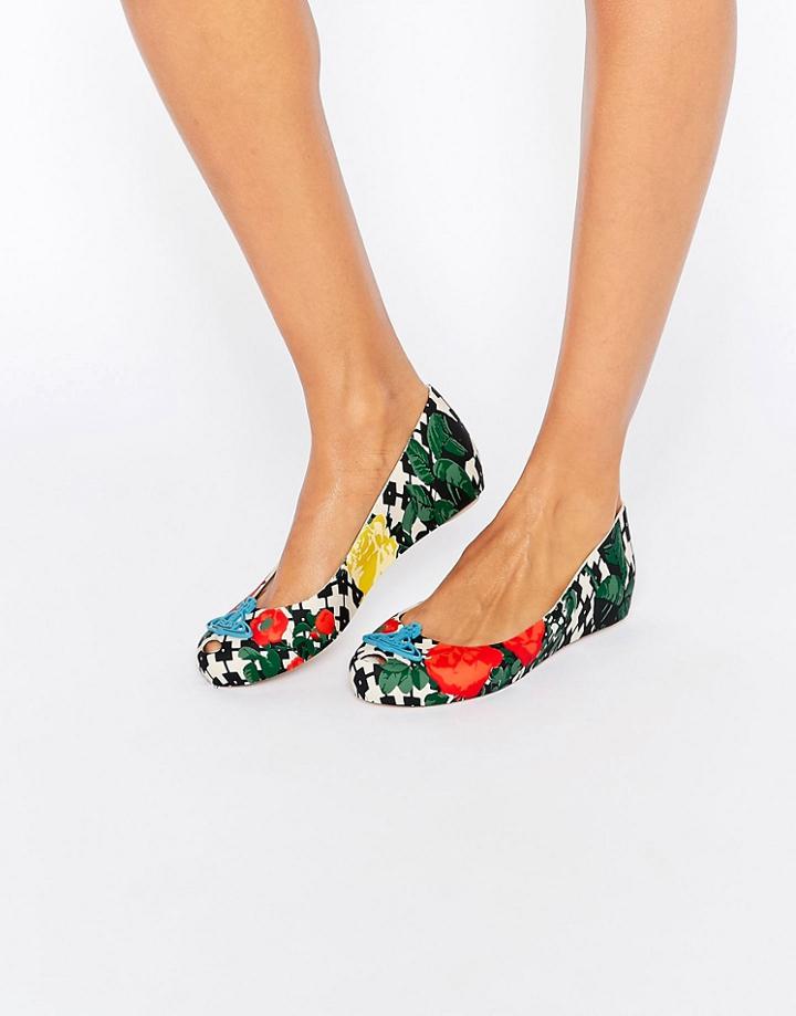 Vivienne Westwood For Melissa Ultragirl Red Flower Orb Flat Shoes - Red Flower Orb