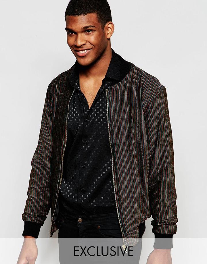 Reclaimed Vintage Striped Bomber Jacket - Multi