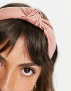 Topshop Knotted Headband In Taupe Pu-neutral