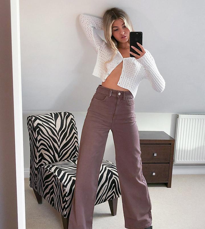 Collusion X008 Wide Leg Jeans In Brown