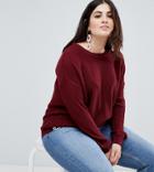 Brave Soul Plus Boxy Scoop Neck Sweater - Red