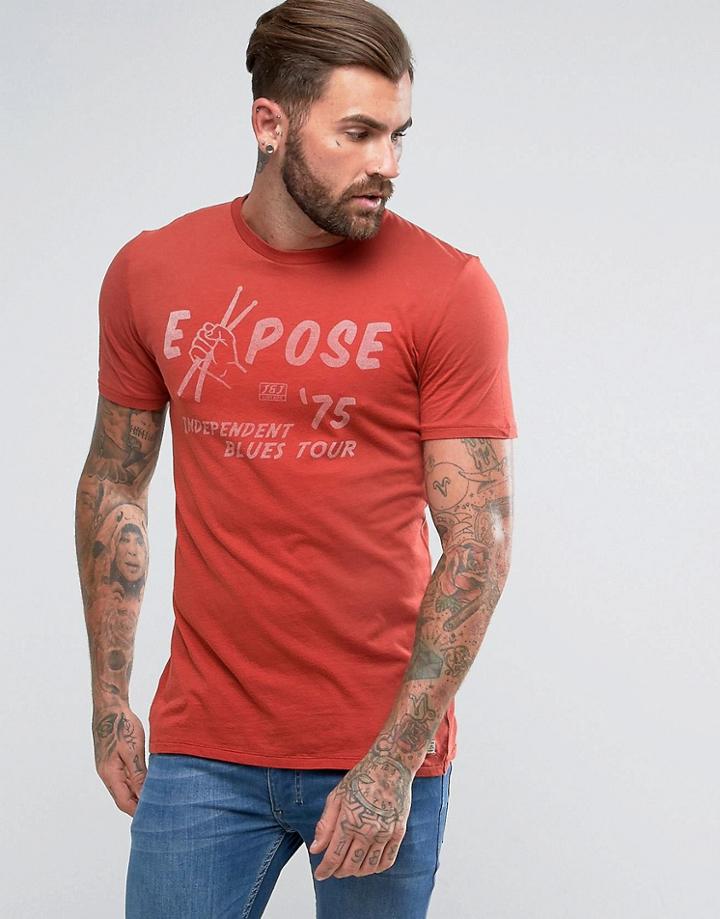 Jack & Jones Vintage T-shirt With Washed Band Graphic - Red