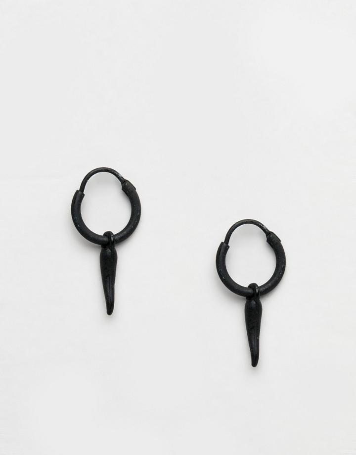Icon Brand Horn Hoop Earrings In Black