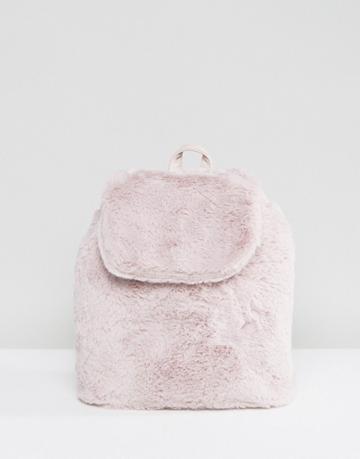Lamoda Faux Fur Backpack - Gray