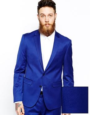 Asos Skinny Fit Suit Jacket In Polywool - Indigo