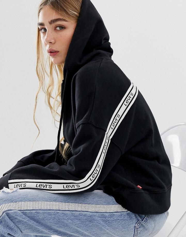 Levi's Zip Through Hoodie With Small Logo-black