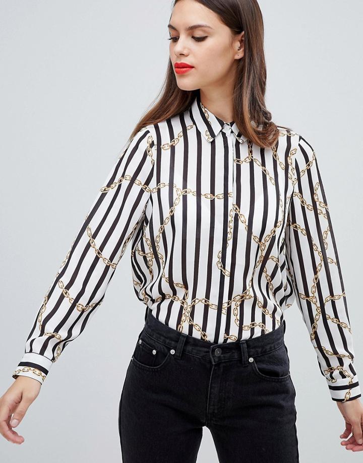 Asos Design Shirt In Chain Print - Multi