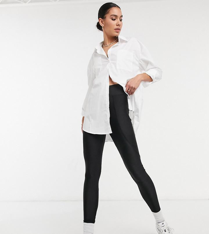 Topshop Tall Hi-shine Leggings In Black