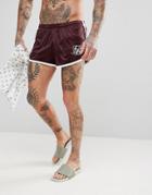 Siksilk Runner Swim Shorts In Burgundy Stripe - Red