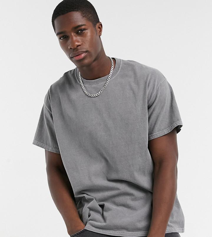 New Look Oversized T-shirt In Overdye Gray-grey