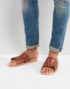 Dune Woven Sandals In Tan Leather - Tan