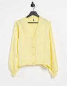 Pieces Cardigan With Big Buttons In Pastel Yellow