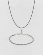 Designb Snake Chain Necklace & Bracelet Pack - Silver