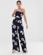 Club L Wide Leg Cami Strap Jumpsuit - Navy