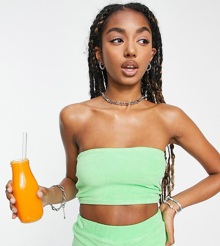 Collusion Towelling Bandeau Top In Green