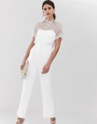 Y.a.s Lace Bodice Jumpsuit In White - White