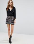 Vero Moda Embroidered Mini Skirt - Multi