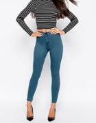 Asos Rivington High Waist Denim Jeggings In Astrid Wash - Astrid Wash Green