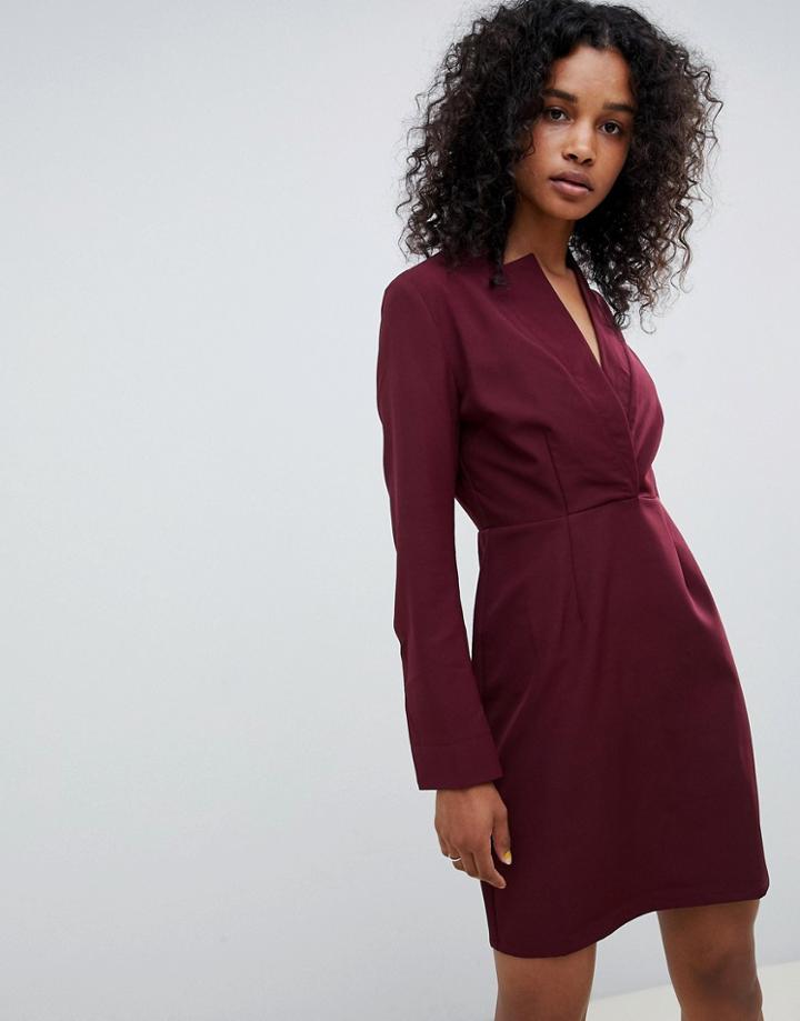 Unique 21 Tailored Dress With High Collar-purple