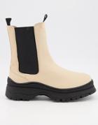 Selected Femme Chunky Boots In Cream And Black-white