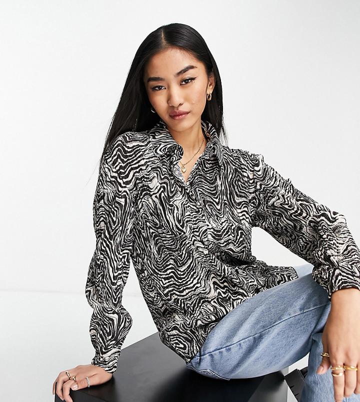Stradivarius Pleated Shirt In Retro Print - Part Of A Set-multi