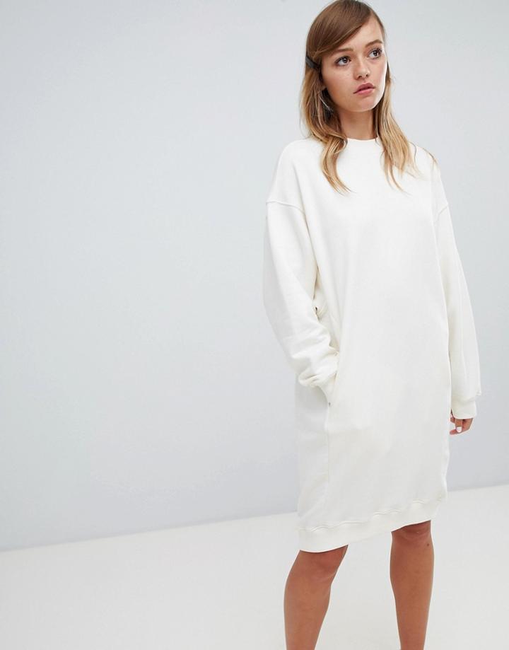 Monki Sweat Dress In White - White