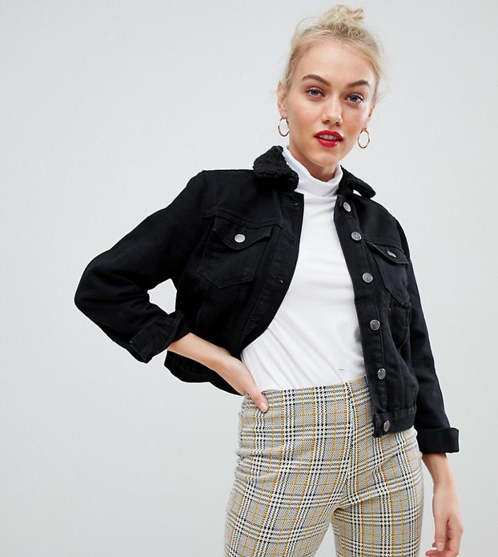 New Look Petite Fleece Lined Jacket - Black