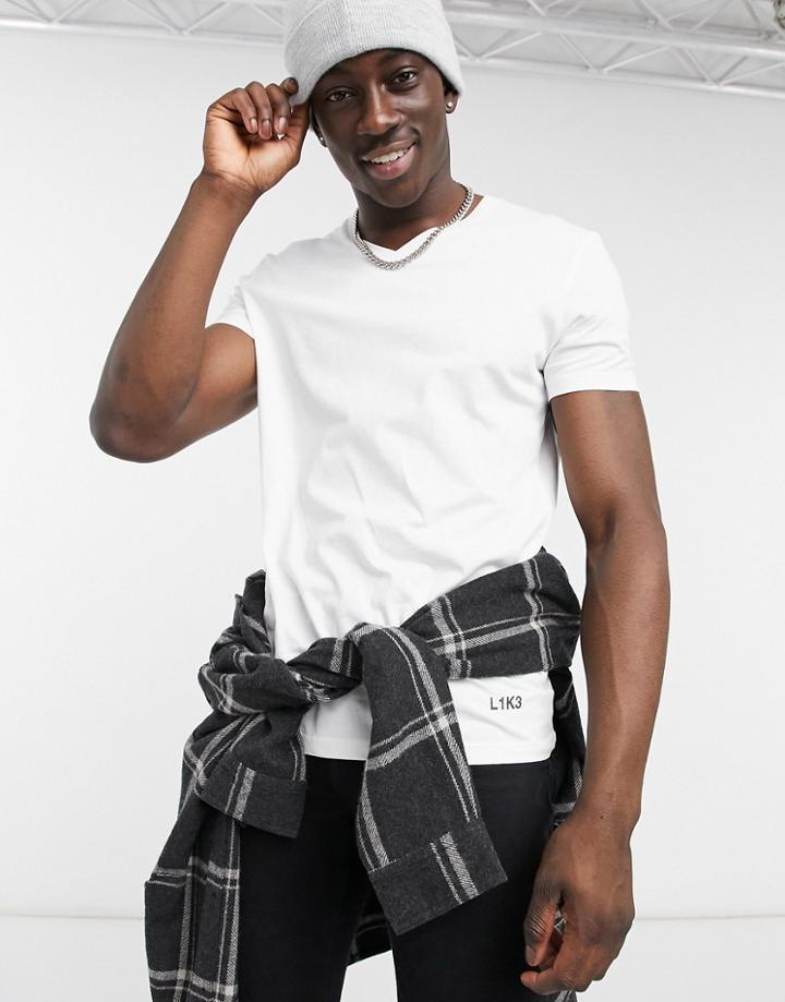 Bershka V-neck T-shirt In White