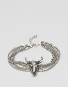 Asos Chain Bracelet Pack With Animal Skull - Silver