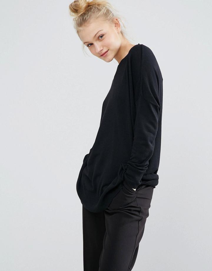 Monki Oversized Fine Knit Sweater - Black