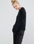 Monki Oversized Fine Knit Sweater - Black